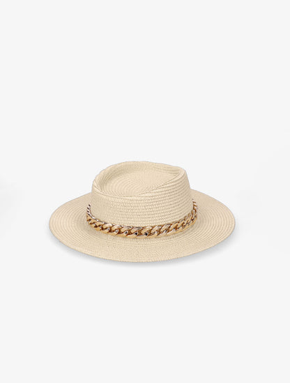 Canotier à galon en chaîne - Beige - 2