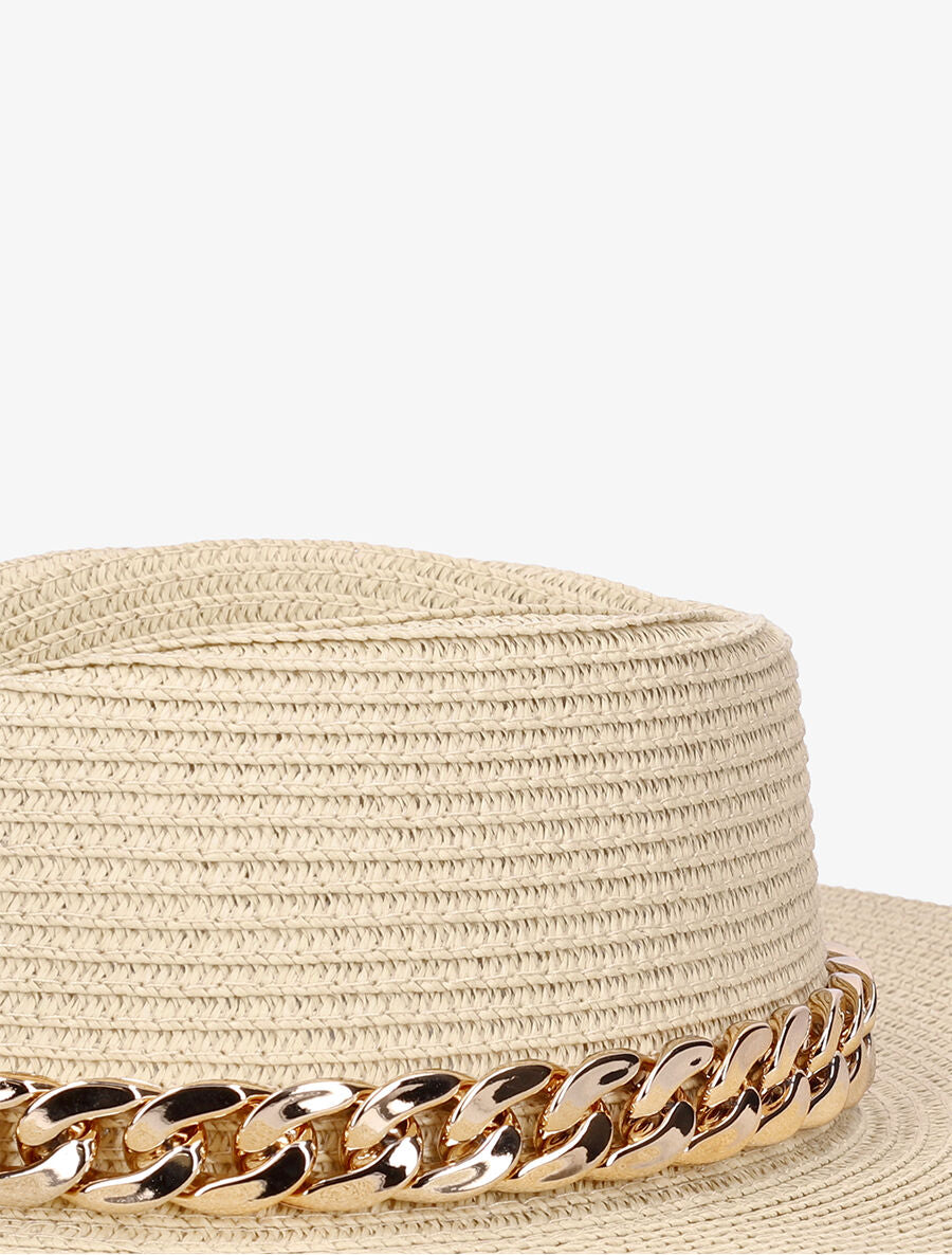 Canotier à galon en chaîne - Beige - 3