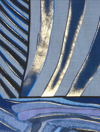 Foulard à imprimé lignes abstraites irisées - Bleu - 2