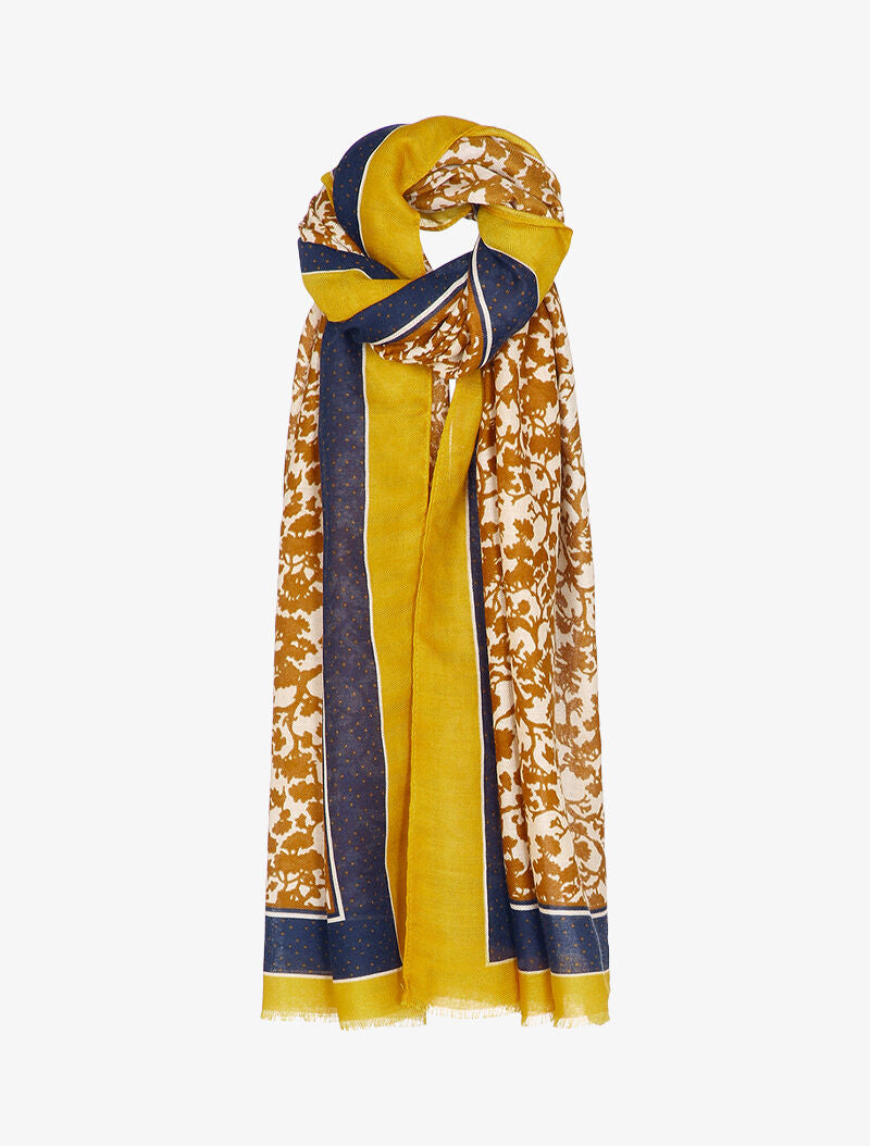 Foulard à imprimé abstrait et bords à pois - Jaune - 3