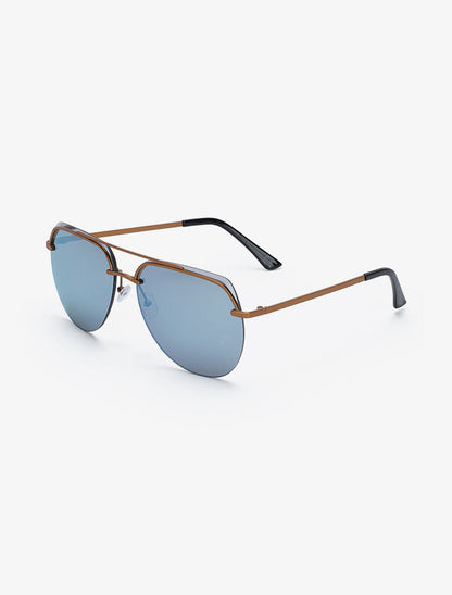 Lunettes de soleil aviateurs effet miroir - Bleu - 1