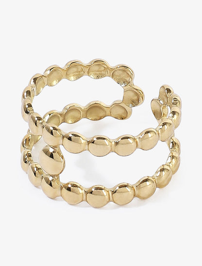 Bague double rangs billes - Or - 2