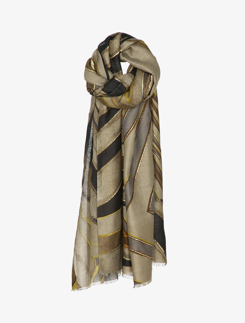 Foulard à imprimé lignes abstraites irisées - Taupe - 3