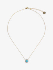 Collier à pendentif losange orné de zircons bleu - Or - 1
