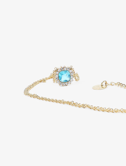 Collier à pendentif losange orné de zircons bleu - Or - 2