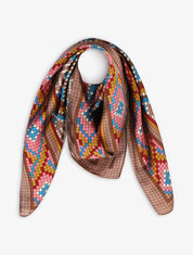 Foulard à imprimé mosaïque - Marron - 1
