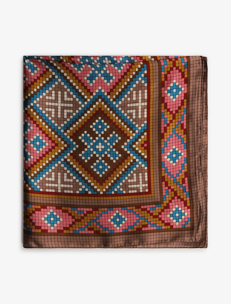 Foulard à imprimé mosaïque - Marron - 2