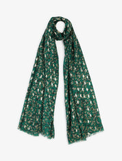 Echarpe à imprimé feuilles à détail irisé - Vert - 5