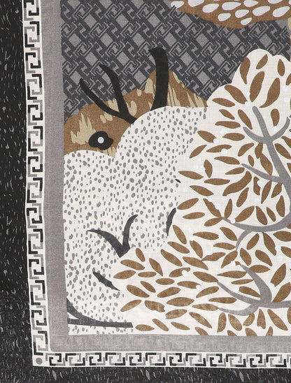 Foulard à motif végétal stylisé - Noir - 2