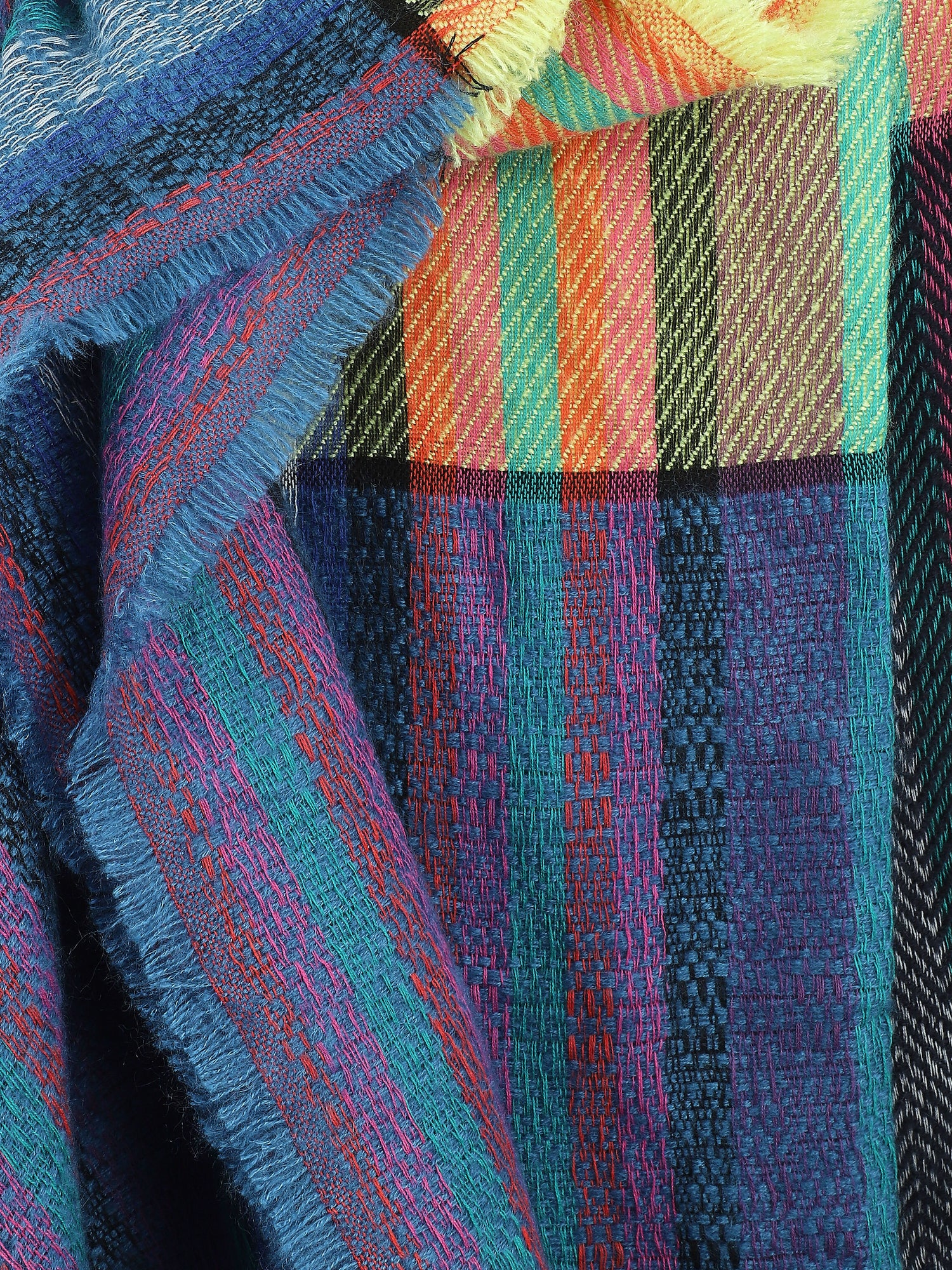 Echarpe à imprimé bandes colorées - Bleu - 3