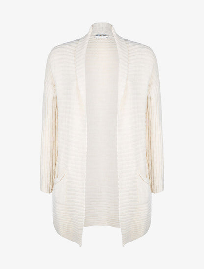 Gilet long maille - beige - 1