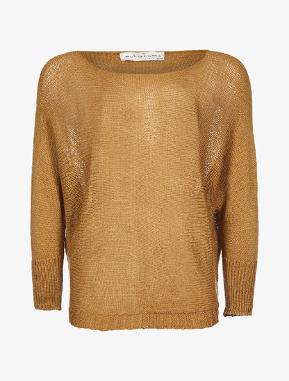 Pull ample grosse maille - moutarde - 4