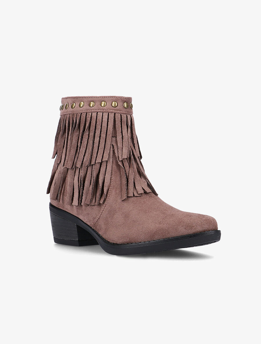 Boots pointues à franges - Taupe - 2
