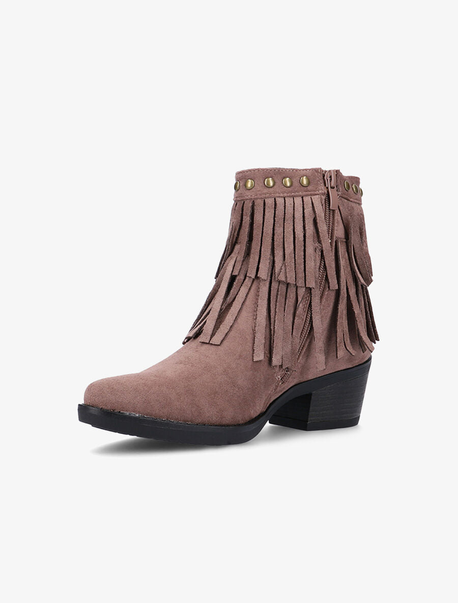 Boots pointues à franges - Taupe - 3