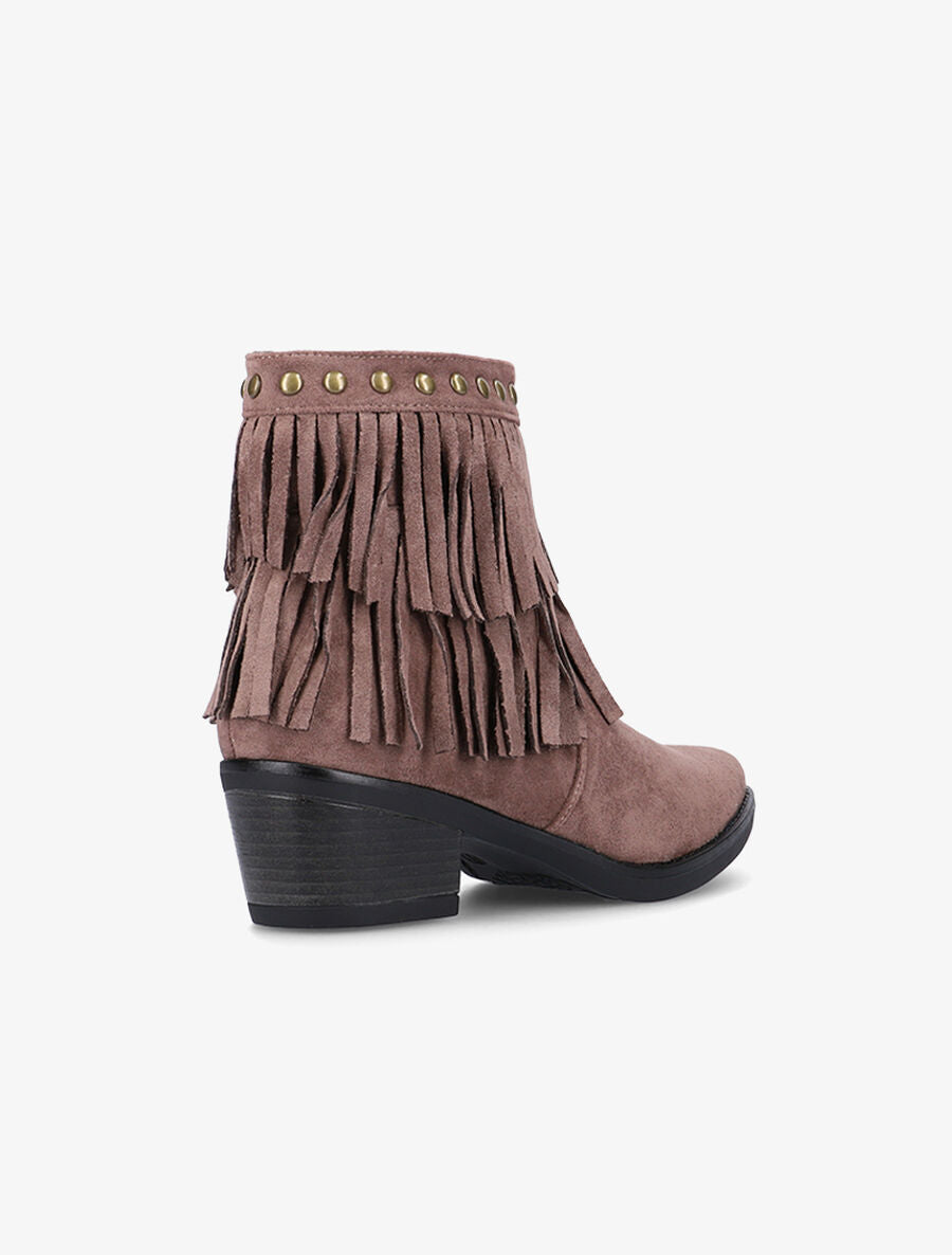 Boots pointues à franges - Taupe - 4