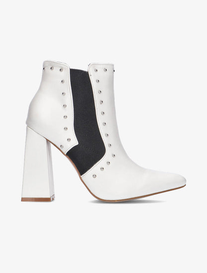 Bottines à talon carré - Blanc - 1