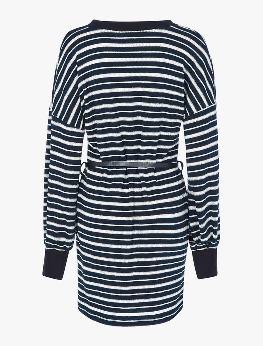 Robe-pull rayée à encolure V - Marine - 2