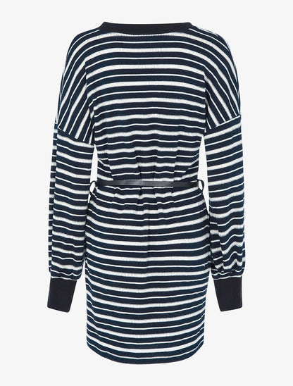 Robe-pull rayée à encolure V - Marine - 2