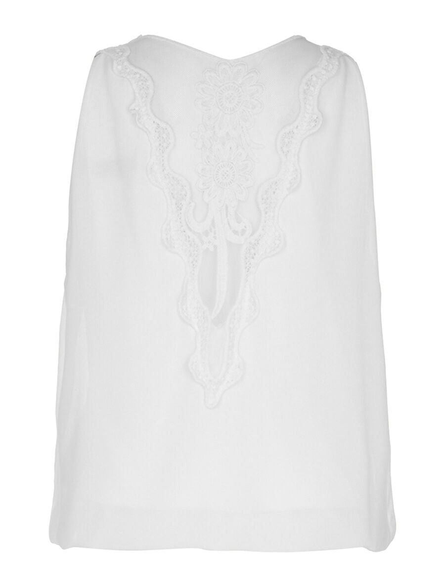 Top en voile dos plastron - Blanc - 2