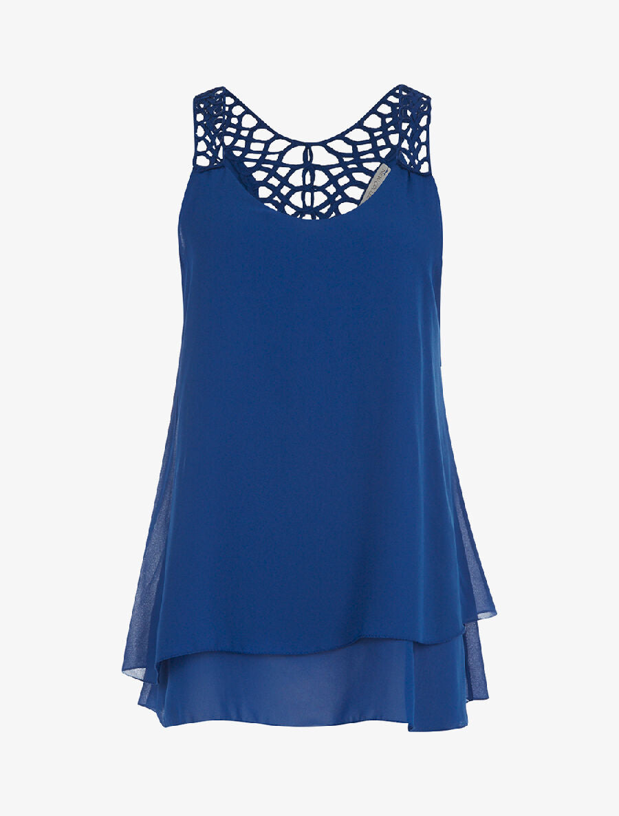 Débardeur voile doublé - bleu - 3