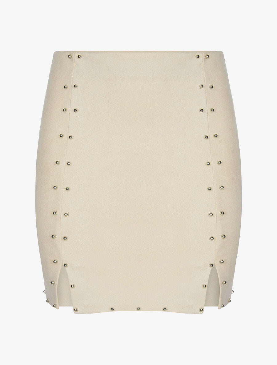 Jupe détails cloutés - Beige - 1