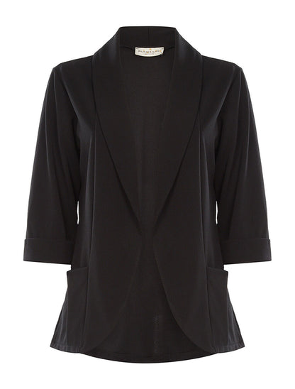Veste uni basic ouvert - Noir - 1