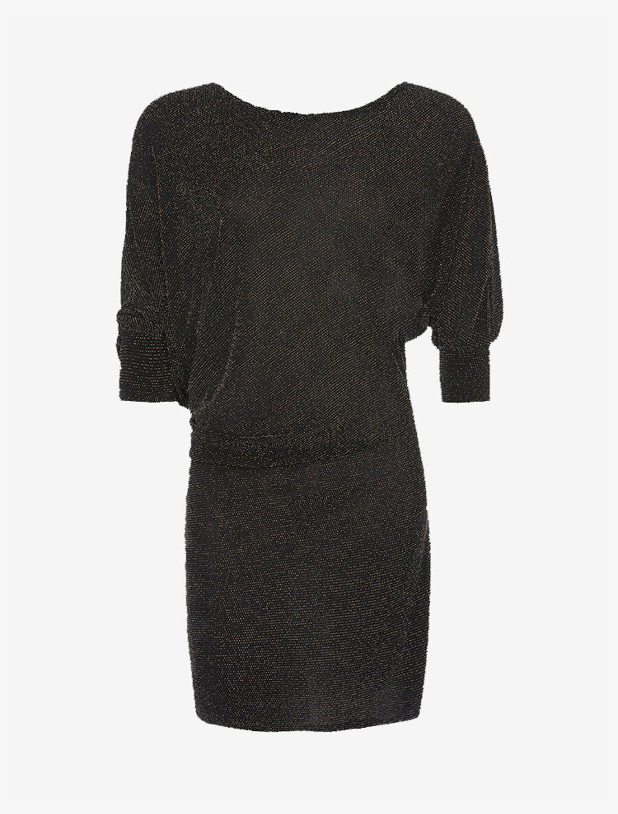Robe pailletée asymétrique unie - Noir - 2