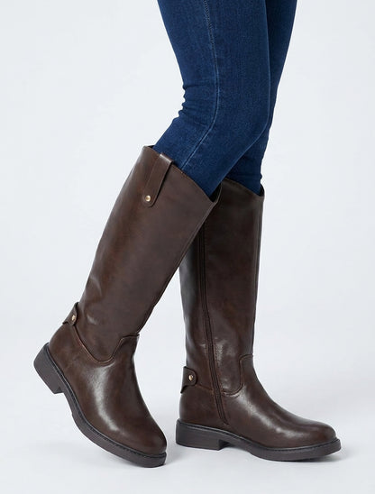 Bottes style cavalière en simili - Marron