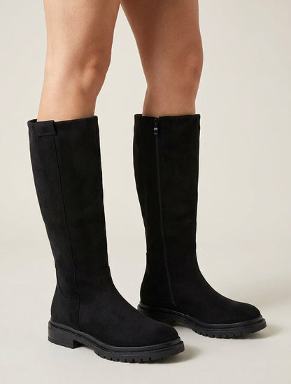 Bottes en suédine à semelle crantée - Noir