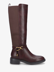 Bottes style cavalière à boucle fantaisie - Lie de vin - 1