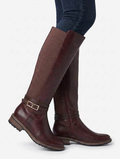 Bottes unies élastiquées - Lie de vin