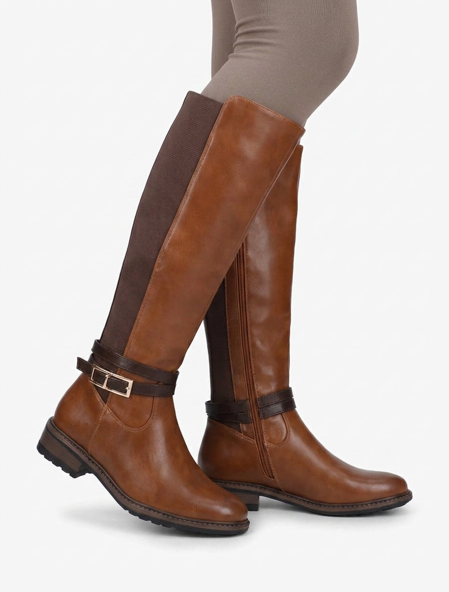 Bottes unies élastiquées - Camel