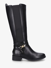 Bottes élastiquées à contrefort en croco - Noir - 1