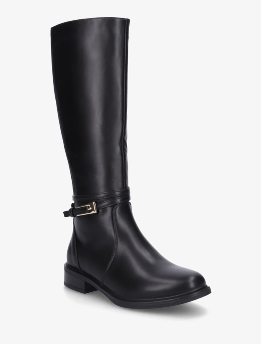 Bottes en simili à boucle rectangulaire - Noir - 2
