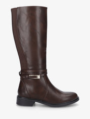 Bottes en simili à boucle rectangulaire - Marron - 1