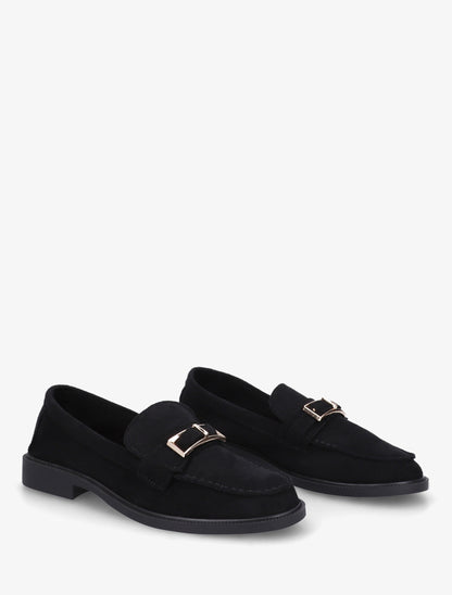 Mocassins en suédine à boucle métallique - Noir - 4