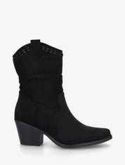 Bottines plissées en suédine - Noir - 1