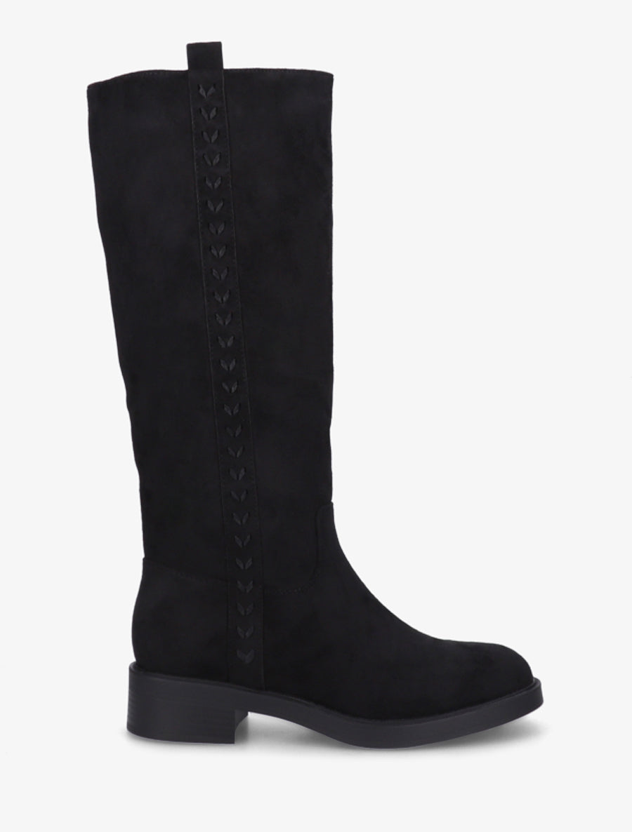 Bottes unies en suédine - Noir - 1