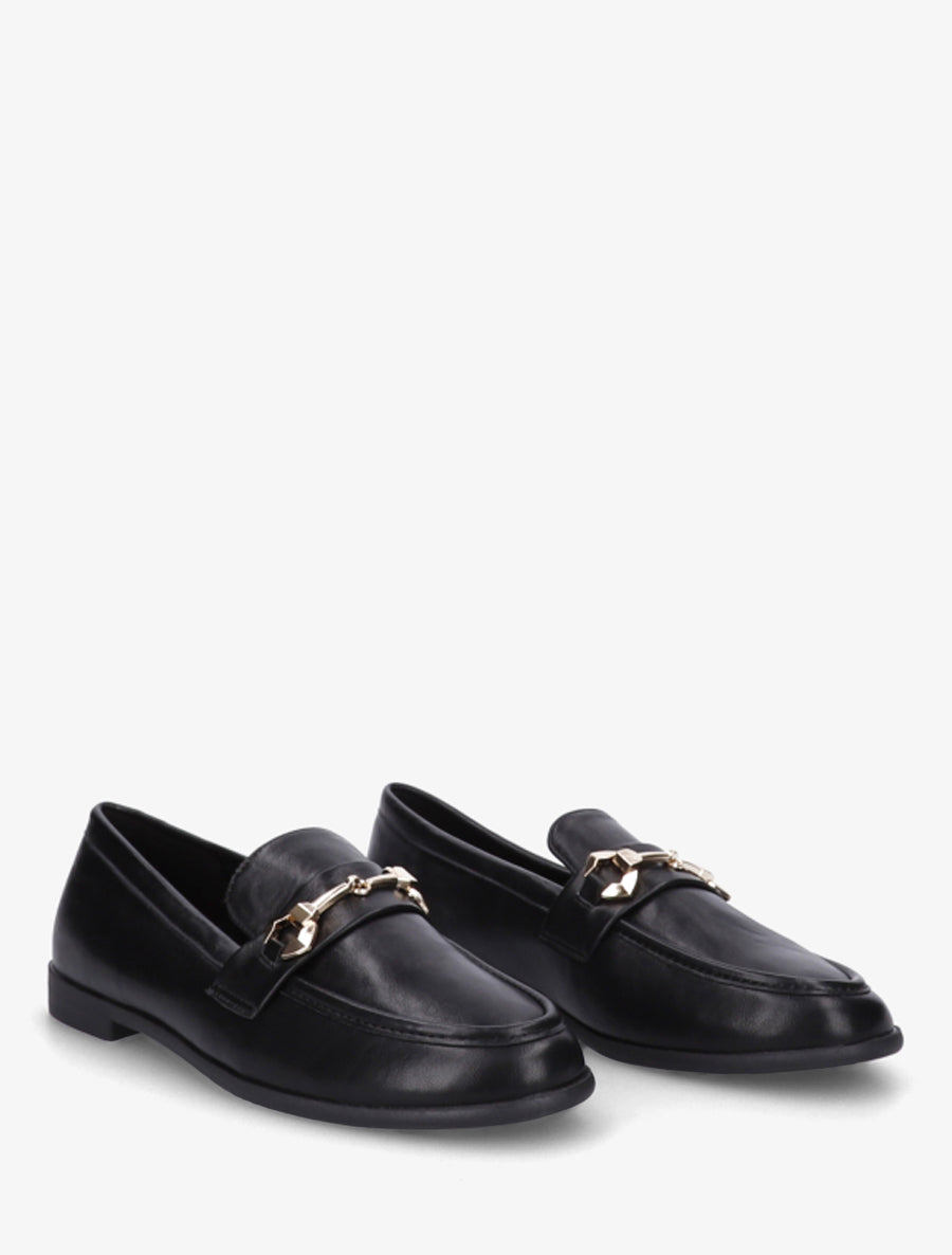 Mocassins en simili à boucle stylisée - Noir - 4