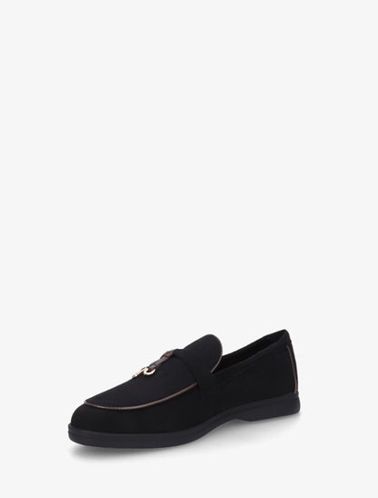 Mocassins en suédine à boucle décorative - Noir - 3