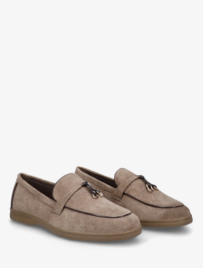 Mocassins en suédine à boucle décorative - Taupe foncé - 4
