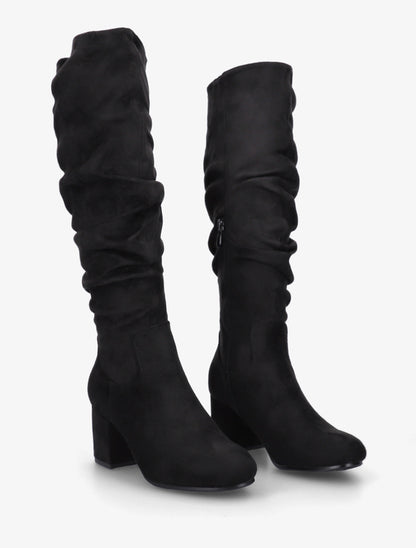Bottes plissées en suédine - Noir - 4