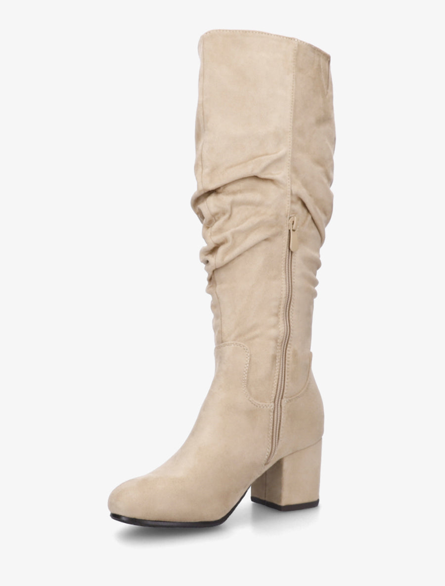 Bottes plissées en suédine - Beige - 3