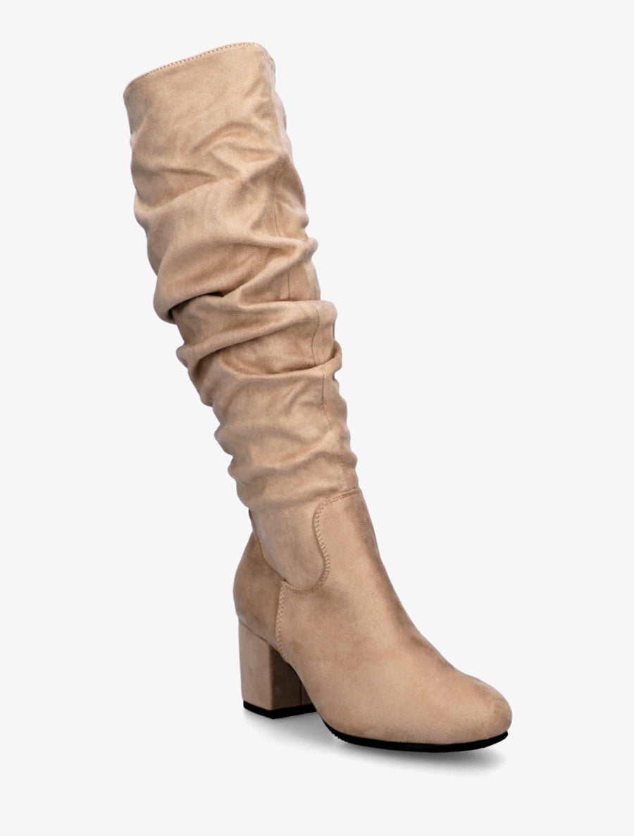 Bottes plissées en suédine - Taupe - 2