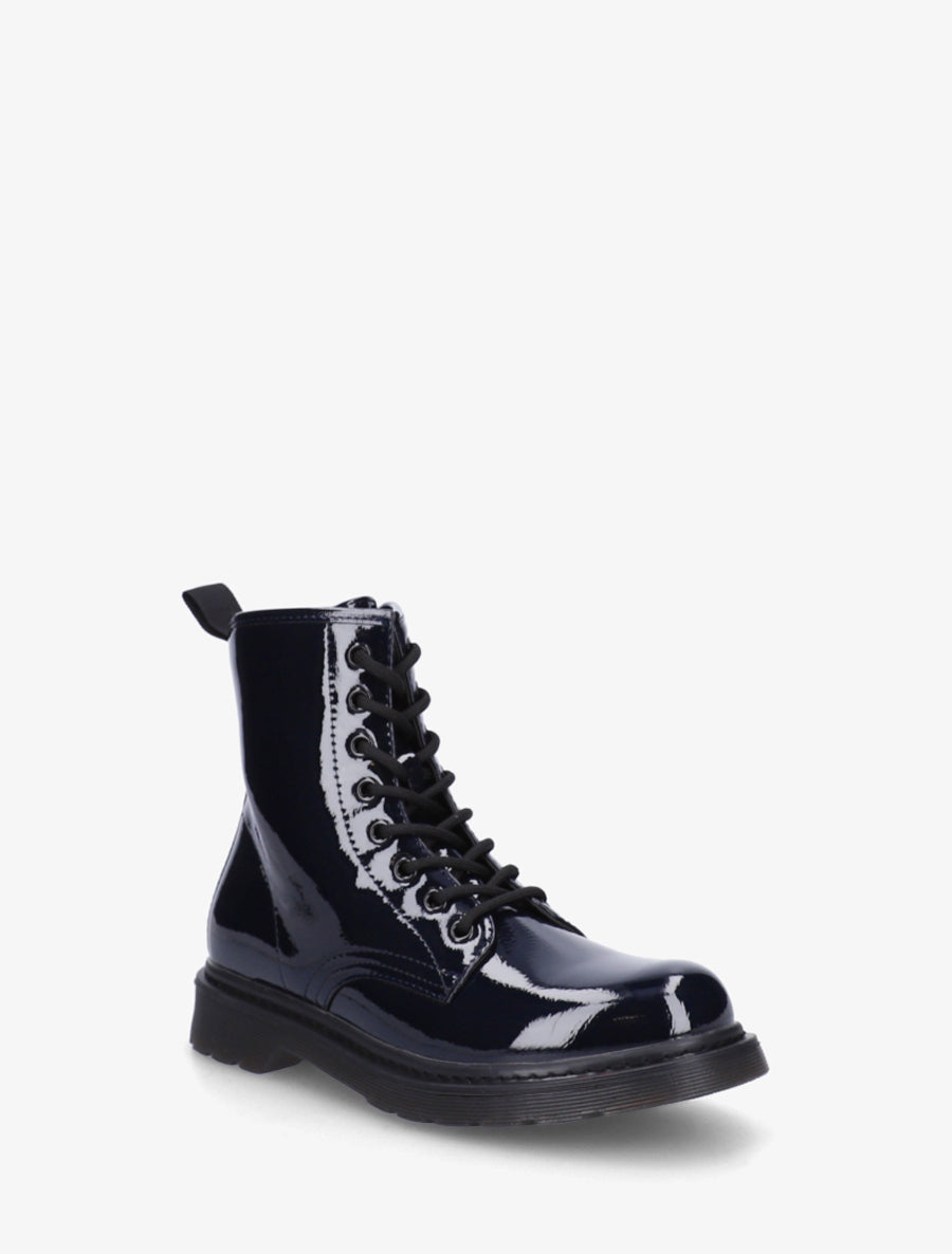 Bottines vernies à lacets - Bleu nuit - 2