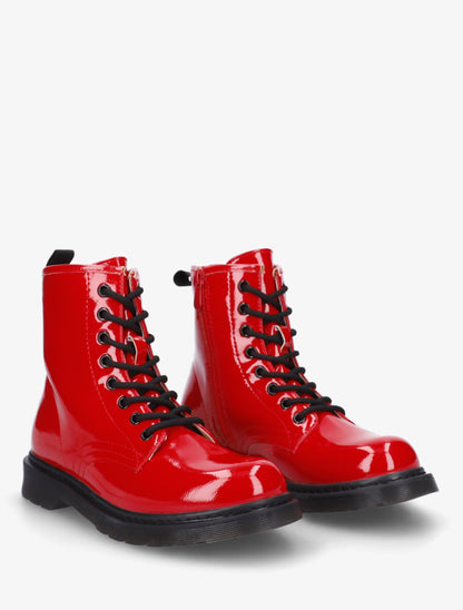 Bottines vernies à lacets - Rouge - 4