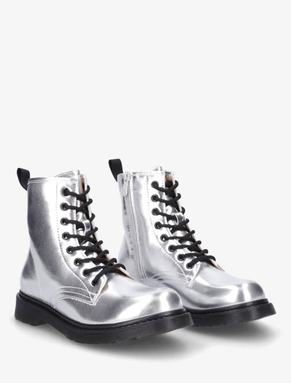 Bottines nacrées à lacets - Argent - 4
