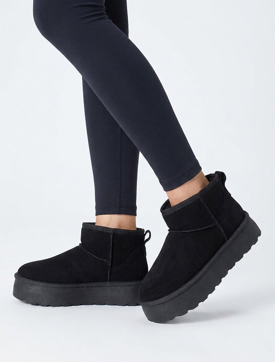 Bottines fourrées en suédine - Noir
