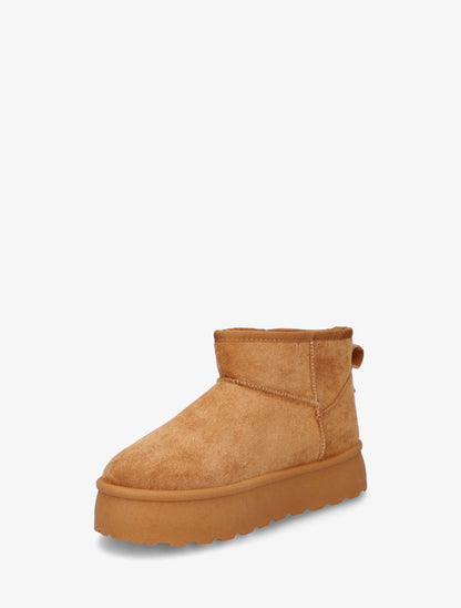 Bottines fourrées en suédine - Camel - 3