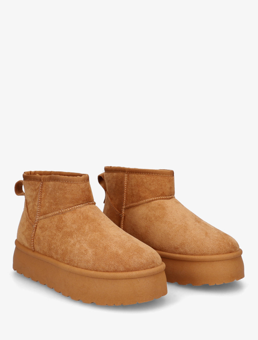 Bottines fourrées en suédine - Camel - 4